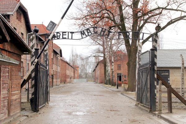 Gates to Auschwitz Birkenau Concentration Camp, Poland